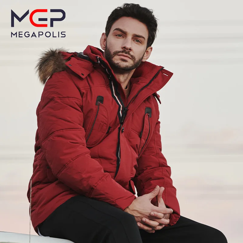 MGP new style winter men\'s clothing warm down jacket high quality leather collar brand male suit