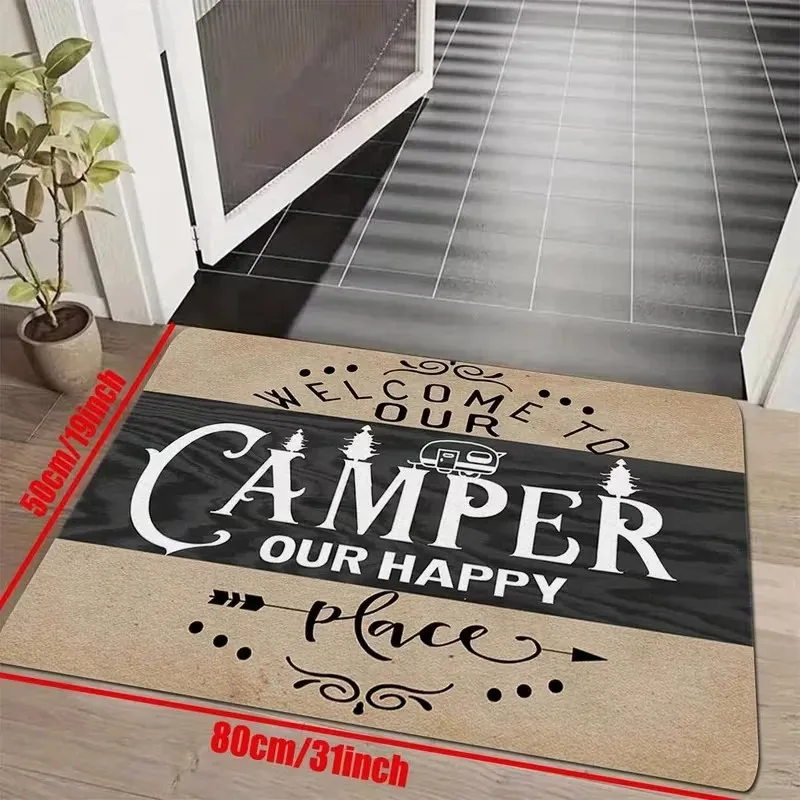 VIKAMA Non-slip Camper Doormat Machine Washable Flannel for Kitchen Bath Hallway