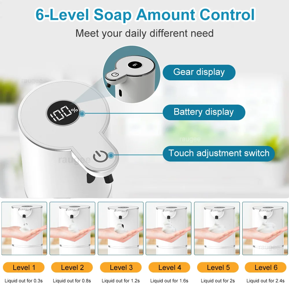 Automatic Foam Soap Dispenser Touchless Infrared Sensor Hand Free Soap Hand Sensor Dispenser Smart Foam Machine USB Rechargeable