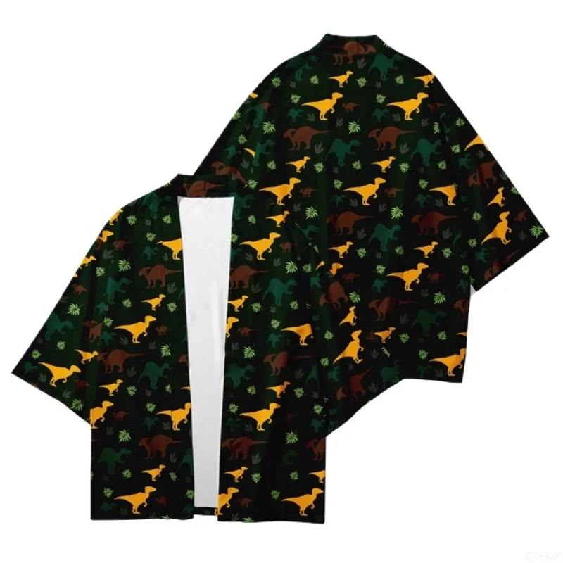 أنيمي ديناصور 3D مطبوعة الأزياء اليابانية كيمونو الرجال والنساء عارضة كيمونو سترة #5