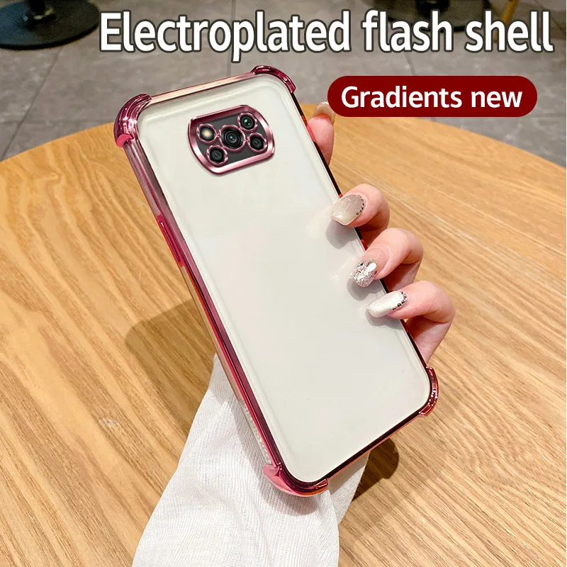 For Xiaomi Poco X3 Pro Case Xiaomi Poco X3 NFC Phone Case Shiny Glitter Plating Silicone Camera Lens Soft Back Cover