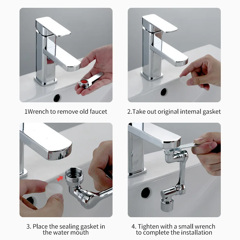 Mechanical arm universal faucet outlet extension spout rotatable bubbler household connector anti-splash rocker arm