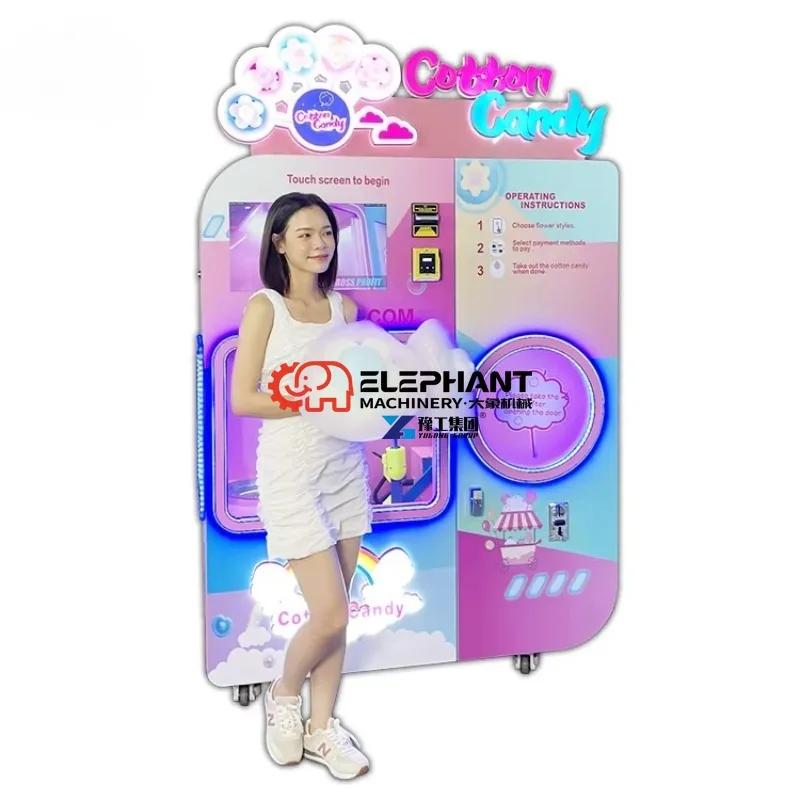 Candy Cotton Vending Machine Commercial Automatic Intelligent Colorful Sugar Making Machine Cotton Candy Machine