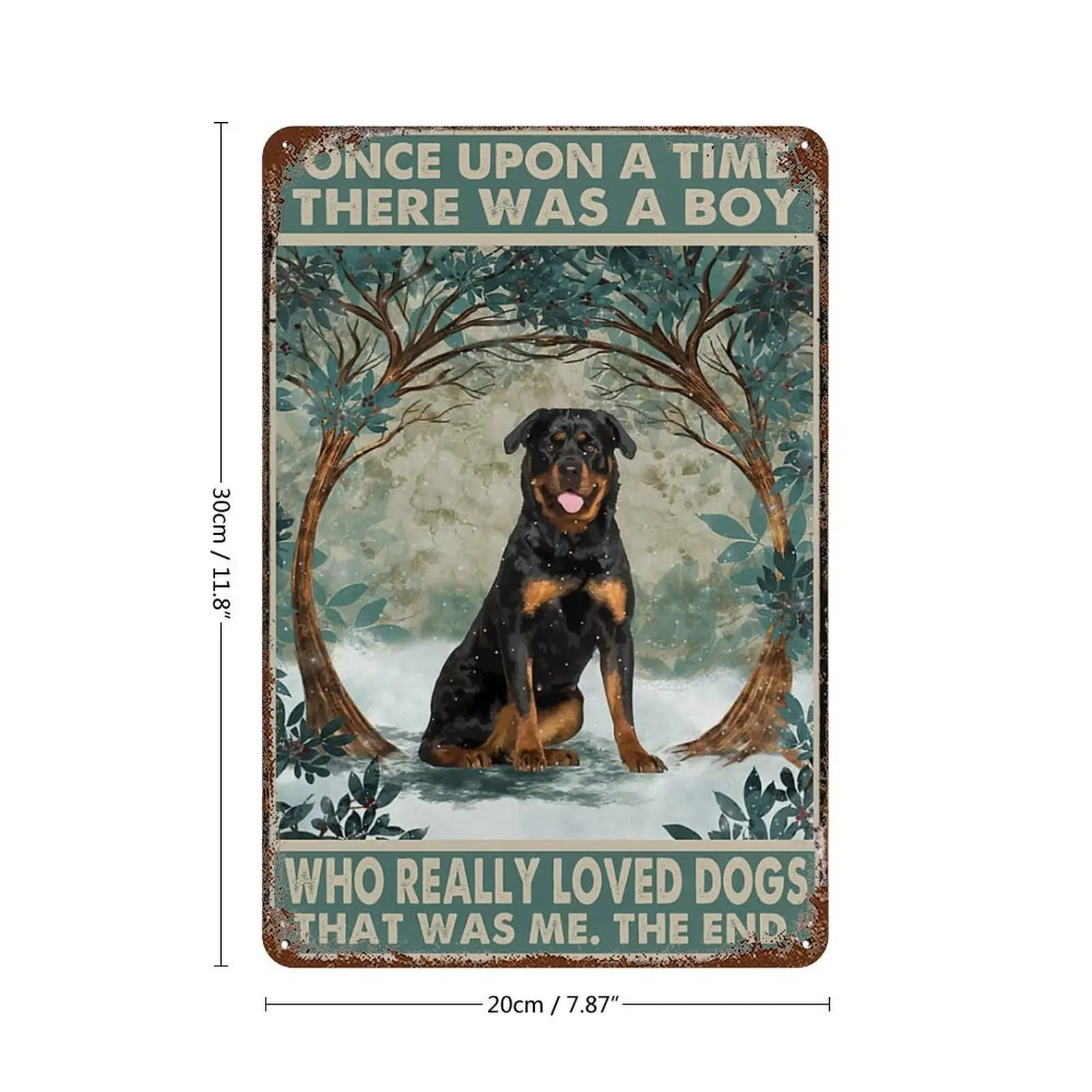 Vintage Metal Tin Sign Rottweiler Once Upon A Time Boy Tin Signs For Home Bedroom Wall Decor Gifts 8X12 Inch