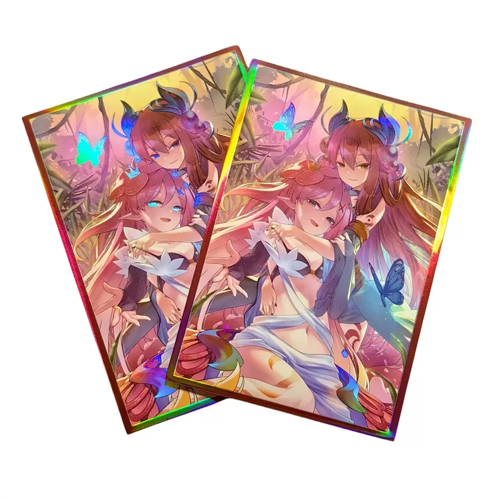 63x90mm 50PCS Holographic Sleeves YGO Card Sleeves Laser Anime Protector Card Cover for Board Games Trading Cards