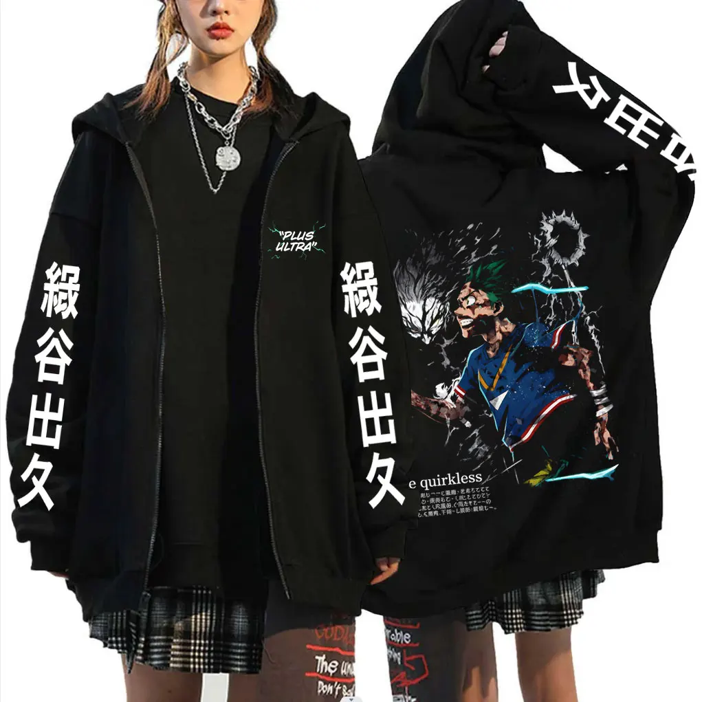 

Anime My Hero Academia Zipper Hoodie Cartoon Midoriya Izuku Merch Zip Up Jacket Men Women Manga Casual Cosplay Zip Up Sweatshirt