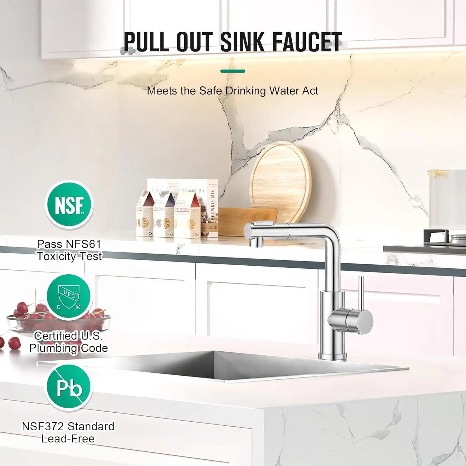 Kitchen Faucets with Sprayer - Pull Out Bathroom Faucet - Single Hole/Handle Bar Sink Faucets for Mini Pre Sink RV Outdoor