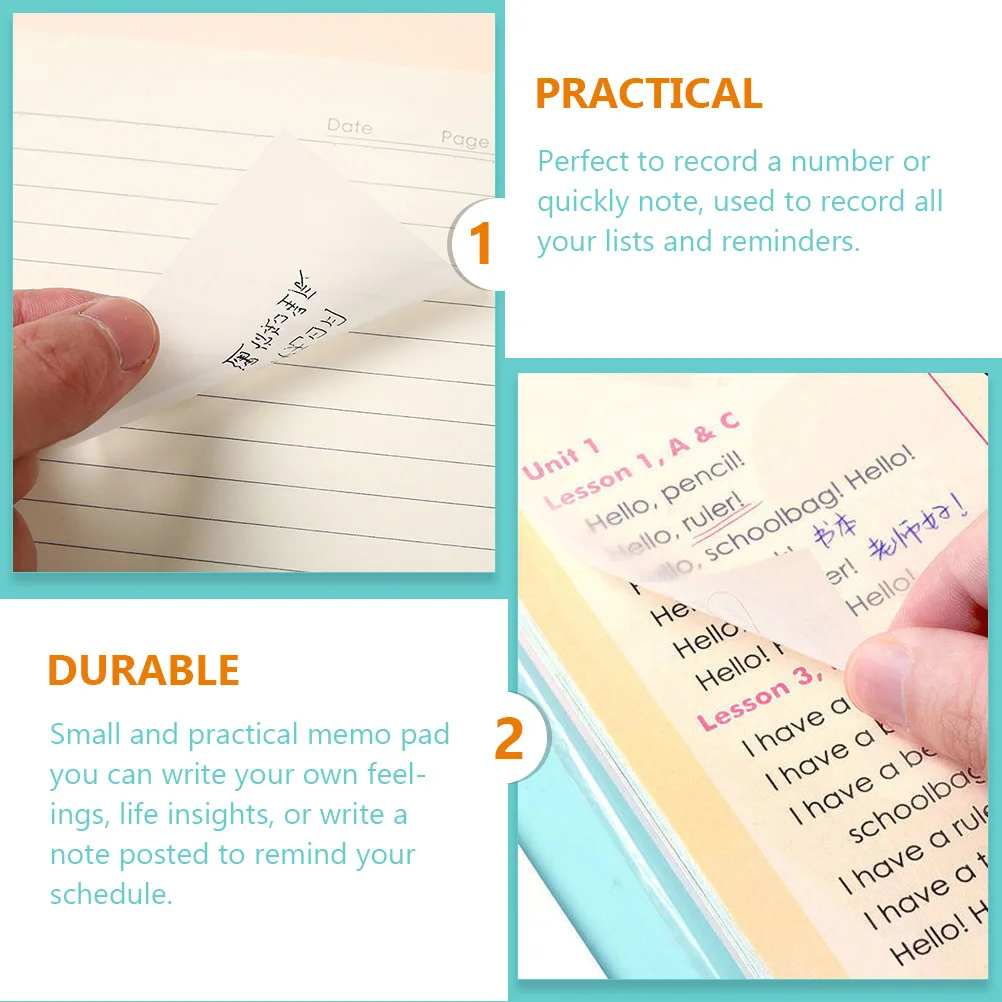 Transparent Multipurpose Memo Pads Adhesive Note Pads For Office School Home Use Students Stationery