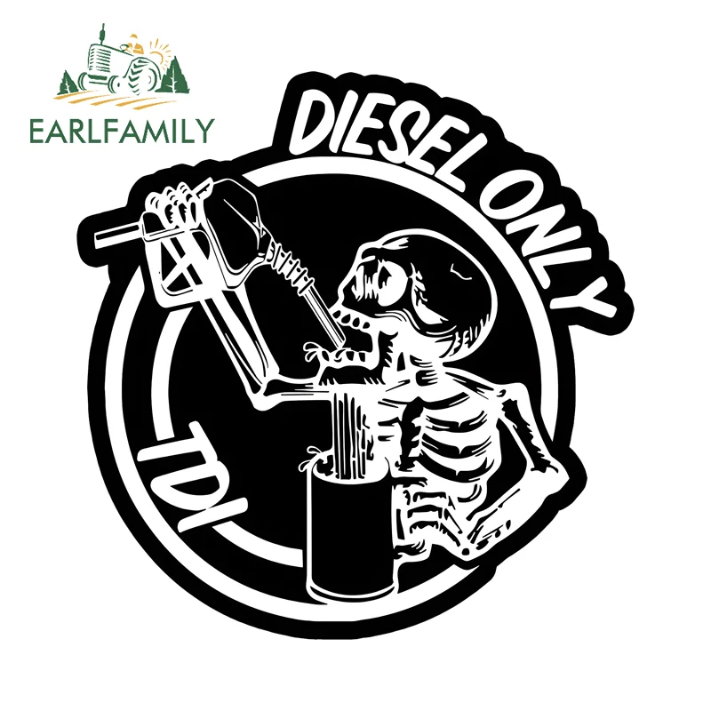 EARLFAMILY Skull Fuel Tank Cover Car Stickers Funny Cool Cartoon Graphics Practical Decal Sunscreen Vinyl Racing Accessories
