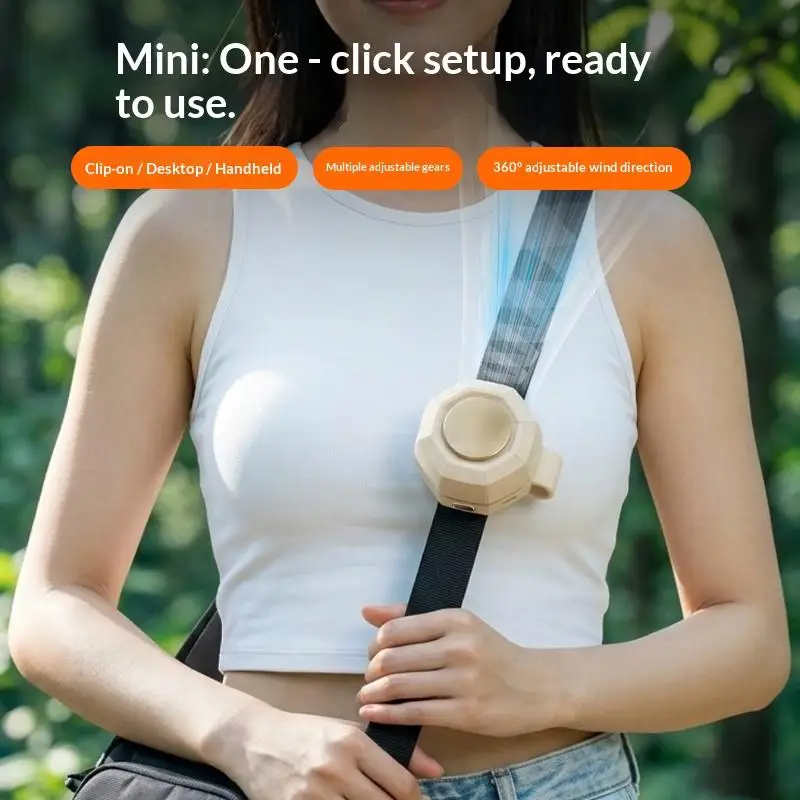

New Mini Waist Clip Fan Whirlwind Bladeles Handheld Fan USB Rechargeable Portable Silent Outdoor Travel Cooling Fan