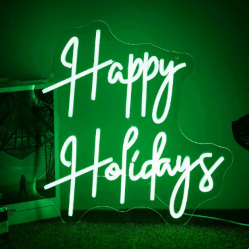 Happy Holidays neon lights emitting English letters, foreign trade LED lights, LED shaped lights