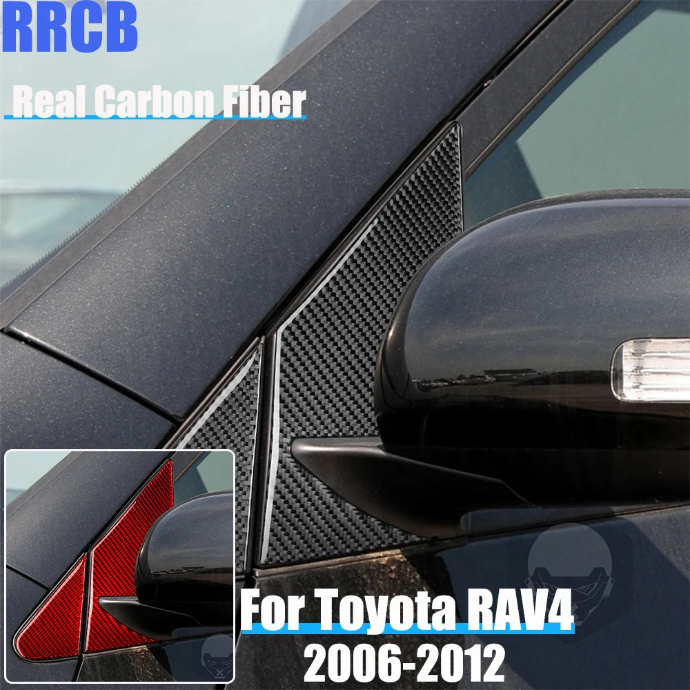 Real Carbon Fiber Car Accessories A-pillar Trim Soft Cover Sticker For Toyota RAV4 2006 2007 2008 2009 2010 2011 2012 2013