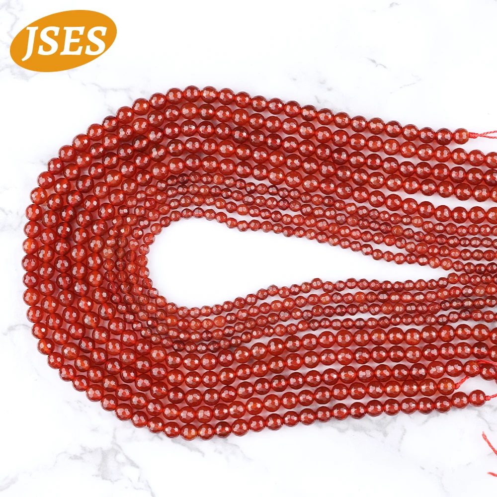 AA Natural Red Agate Onyx 4 6 8 10mm Faceted Beads for Jewelry Making Bracelets Necklace Wholesale DIY Beads Accessorries