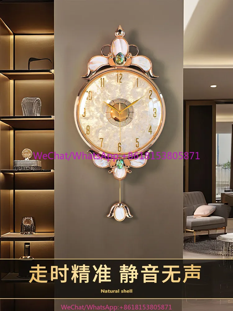 Shell living room living room home wall hanging light luxury high sense time clock creative high-end atmosphere