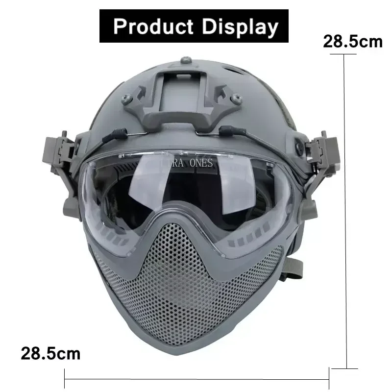 Tactical Helmet + Mask + Goggle Sets Airsoft Shooting FAST PJ Helmets Wargame Cs Paintball Full Face Protection