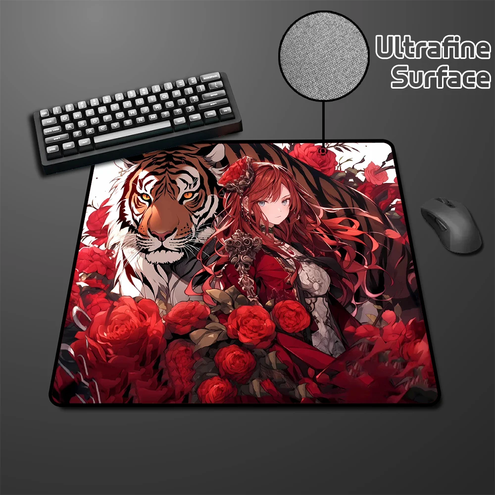 

Tiger Gaming Mouse Mat Premium Gamer E-Sports Mousepad Anime Girl Speed Mouse Pad High Elastic Non-slip Bottom Keyboard Mat