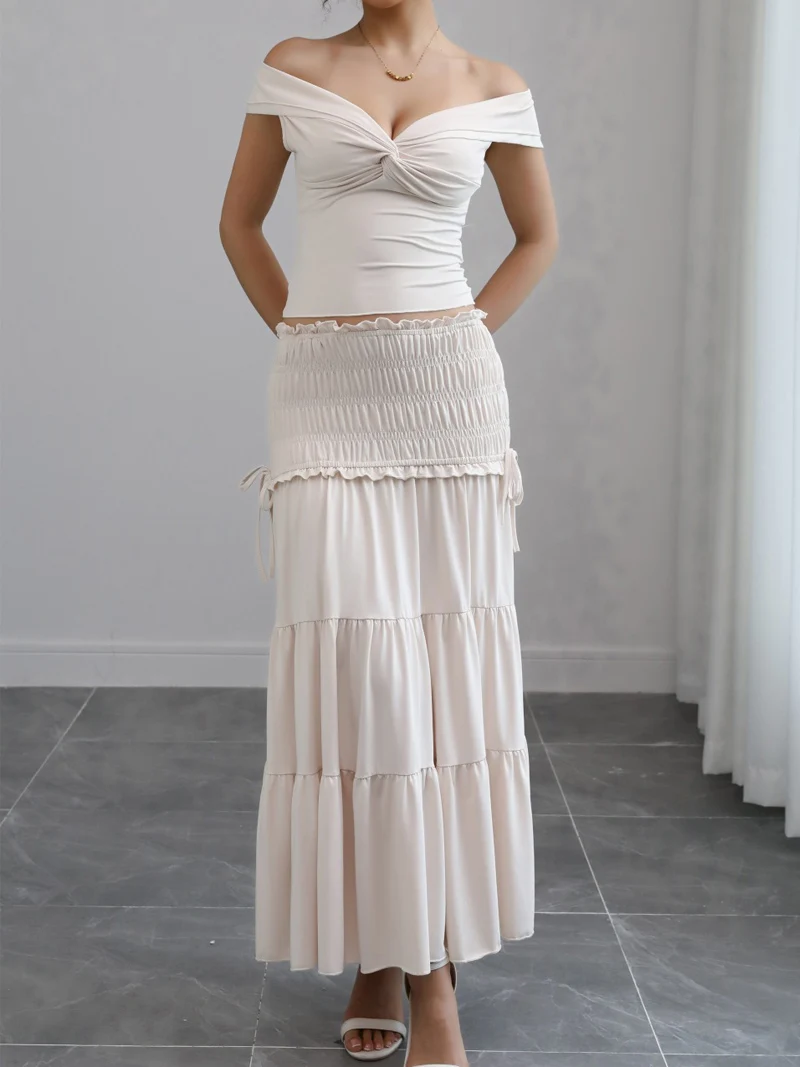 DGLUKE Crop Top And Long Skirt 2 Piece Sets Women Outfit Summer New In Matching Sets Beach Vacation Outfit Skirt Co ord view 4