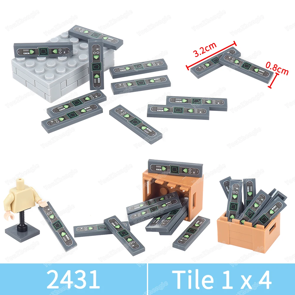 Nadruk dłoni elektroniczny ekran rozpoznawania wzór 2431 klocki do budowy drukowane 1x4 płytki części MOC mechaniczny Model sceny zabawka na prezent