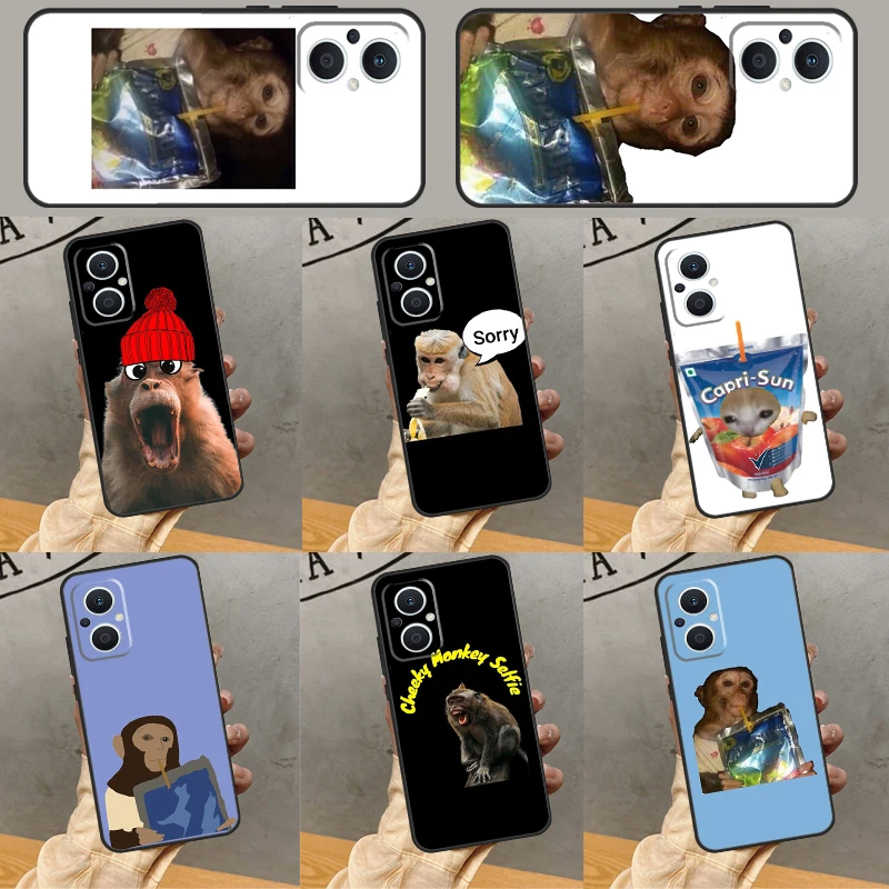 Monkey Sipping  Capri Meme Phone Case For OPPO Reno 8 Lite 7 6 5 4 3 8T 2Z 5Z 4Z Find X5 Lite X3 X2 Neo X6 Pro Cover