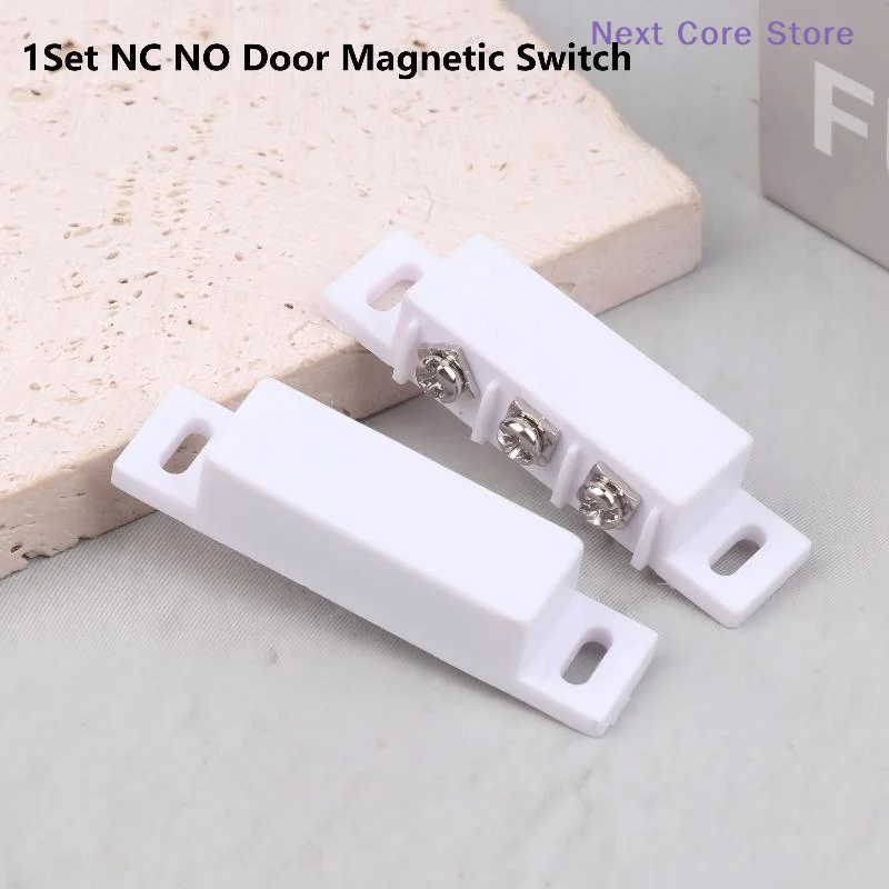 [NC] 1 Par de Sensores Magnéticos de Contato Aberto/Fechado para Portas e Janelas, Alarme de Contato Magnético para Portas de Metal [NC]