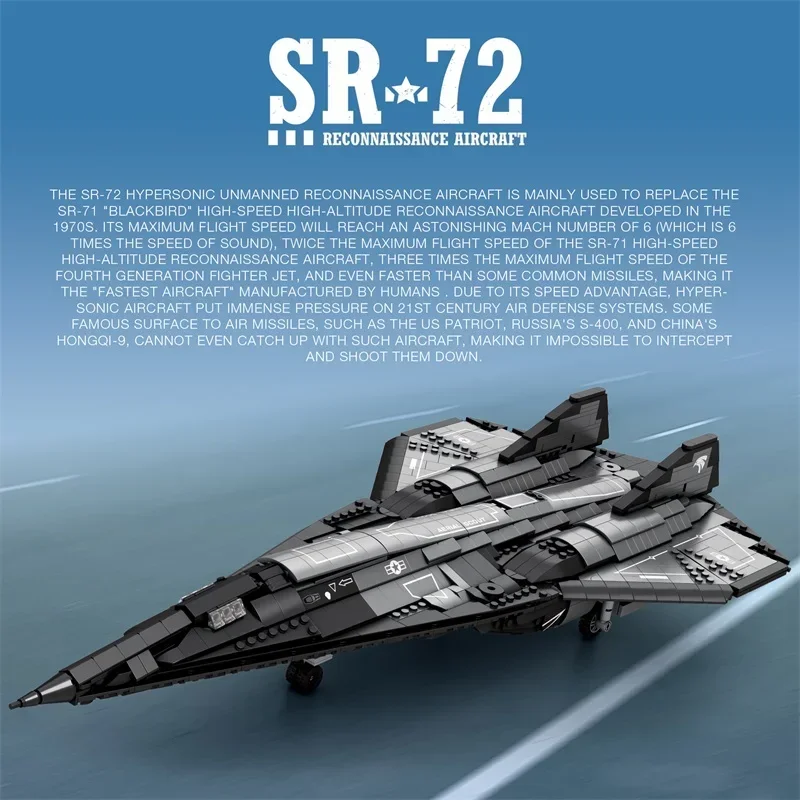ชุดตัวต่อเครื่องบินลาดตระเวน SR-72 ขนาดใหญ่ 2071 ชิ้น ของเล่นสะสมรูปแบบยานอวกาศขนาดเล็ก ของขวัญสำหรับเด็กผู้ชาย