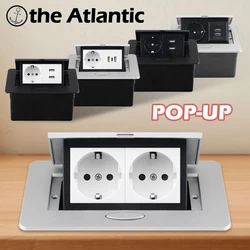 EU/RU/KR Pop-Up Socket Built-in Outlet On the Table Top Hidden Socket Desktop Outlet With USB Type C Socket In the Countertop