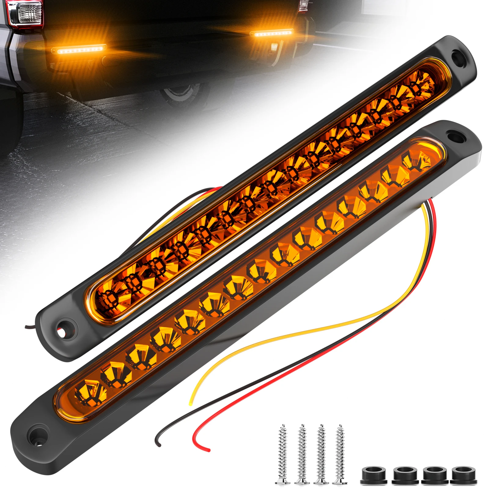 

PSEQT 2 шт. универсальный светодиодный светильник для прицепа грузовика 10 дюймов 12 В 24 В водонепроницаемые янтарные задние фонари с плавным указателем поворота