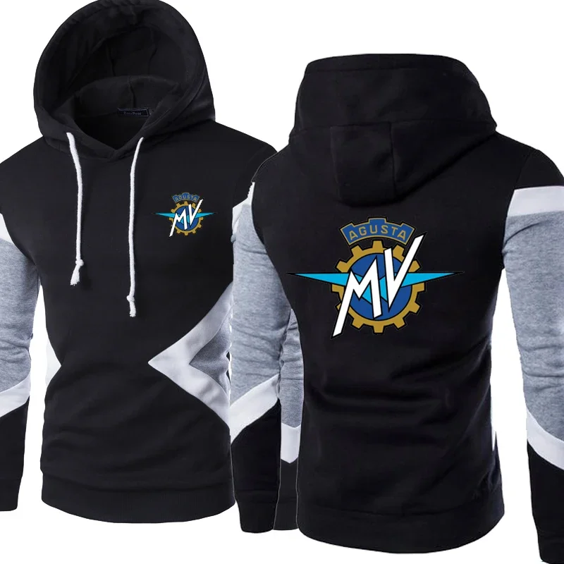 MV Agusta-Hoodies de algodão de manga comprida masculino, pulôver casual, moletons patchwork, primavera, outono, nova moda, 2022