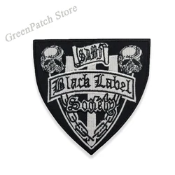 Black Label Society Music Shield Embroidered Iron on Patch For Clothing Motorcycle Club Biker Patch DIY Applique Jacket Sleeve