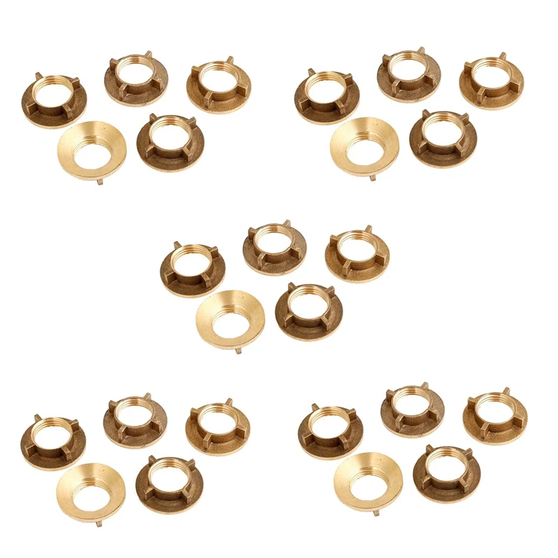 25 Pcs Gold Tone Brass 1/2 Inch PT Threaded Household Water Tap Faucet Nuts