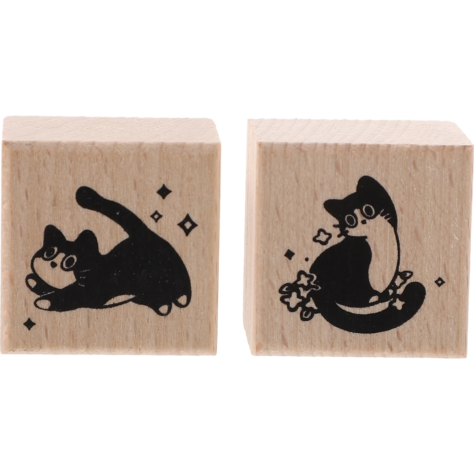 

2 Pcs Cute Stamps Handbook Decorations Decorate Wooden Miniature Rubber Student Use