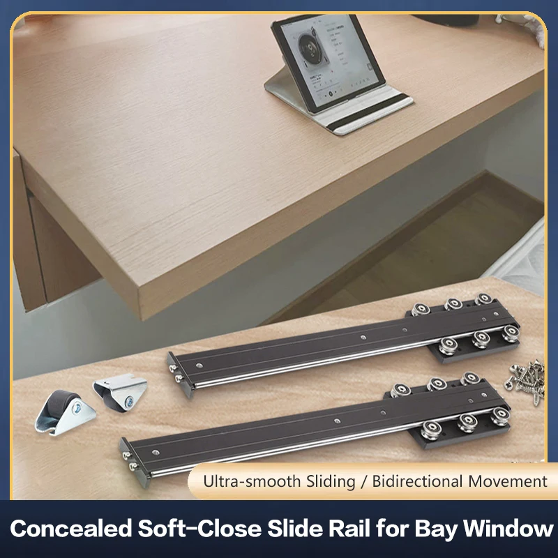 

Jewelry Display Cabinet Bottom Mount Hidden Ultra Thin Drawer Slide Track Soft Closing For Bay Window Desk Black Hardware