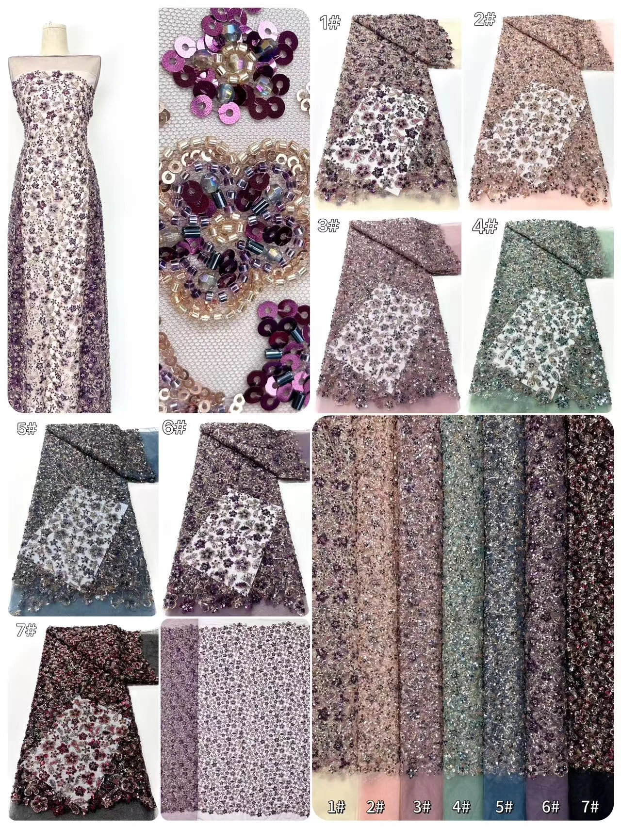 Lantejoulas de luxo novo vestido de festa de casamento para mulheres artesanal gradiente bordado renda líquida com contas tecido de alta qualidade sz1703