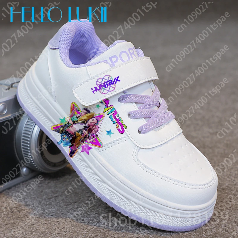 Картина 3: Тема фильма KPop Охотники на демонов Дизайнерские детские кроссовки с принтом для мальчиков и девочек Супер милая стильная обувь Рождественский подарок