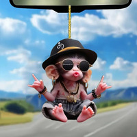 2D Acrylic Monkey Pendant Personalized Decor Pendant Christmas Monkey Pendant Acrylic Ornament for Car Cartoon Animal