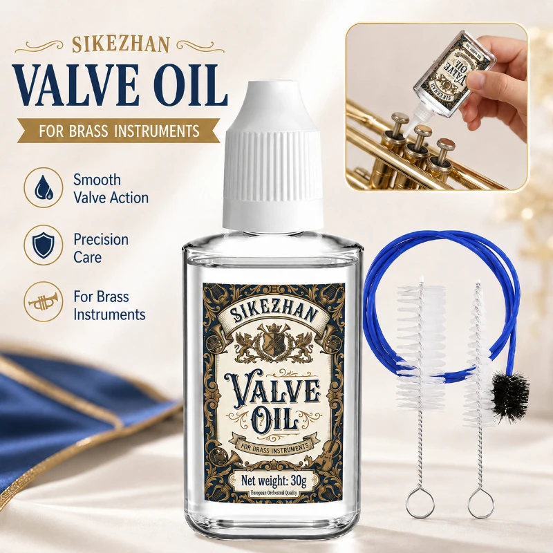 Brass Valve Oil Long-Lasting Piston Lubricant With Cleaning Brush Set Smooth Fast Response Care Oil For Trumpet Trombone Tuba