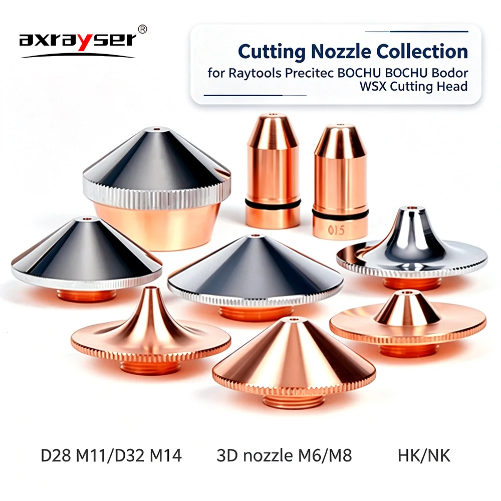 Cutting Nozzle Collection Single&Double Layer Chrome D28/32mm M11/M14/M6/M8 for Raytools Precitec BOCHU Bodor WSX Cutting Head