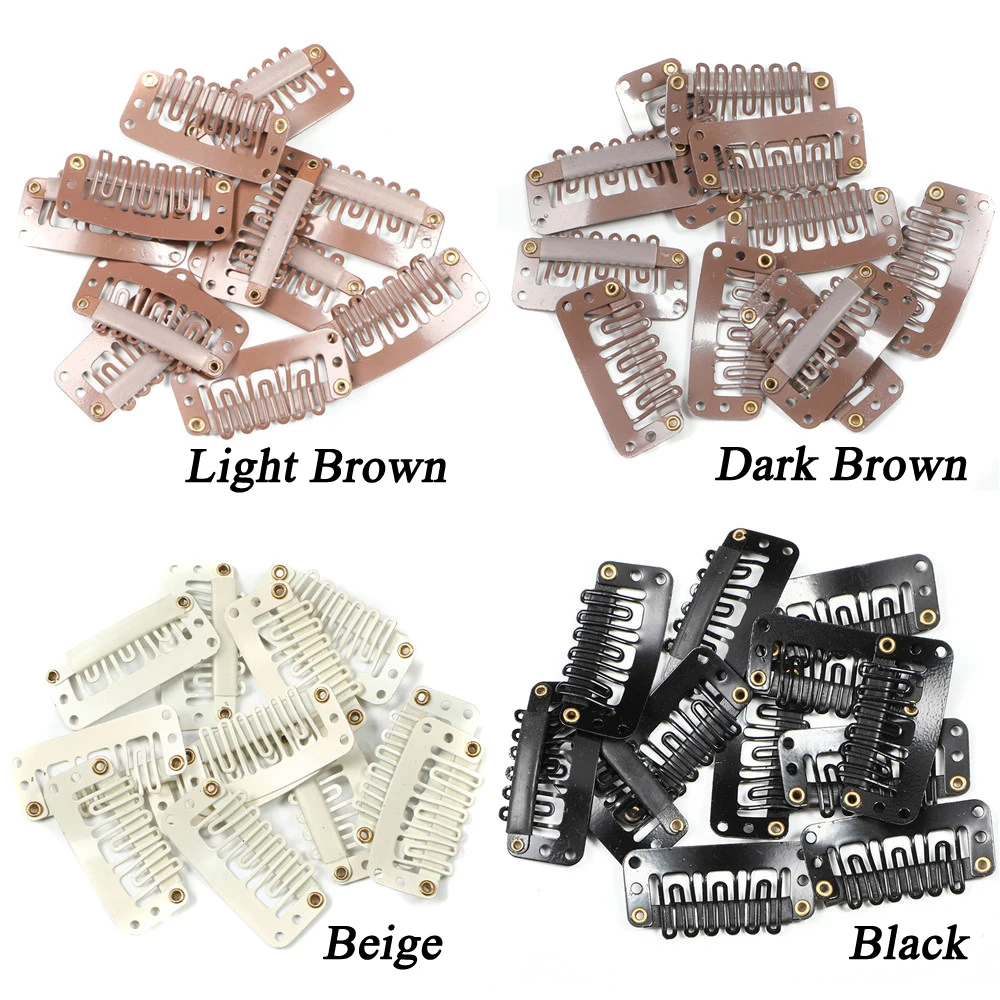 

32MM U Shape Wigs Snap Clips Hairpins Hair Extensions Tool Women Beauty Hair Styling Accessories Metal Pin Wigs Weft Black 30pcs