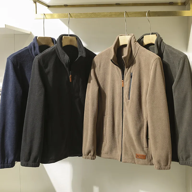 

Теплый джет на молнии на подкладке, мужской уличный воротник-стойка, однотонный, осенне-зимний, модная городская верхняя одежда со стойкой