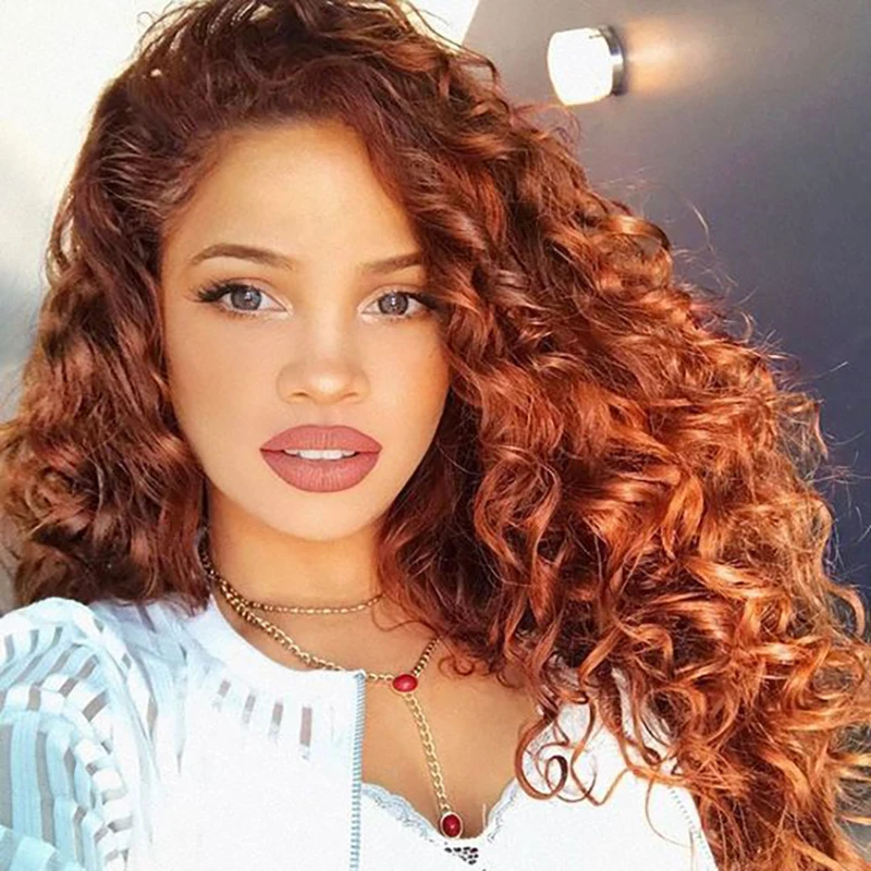 200% Curly Ginger Orange 13x6 HD Lace Front Human Hair Wigs Deep Wave 30 inch Colored 13x4 Lace Frontal Wig Brazilian For Women