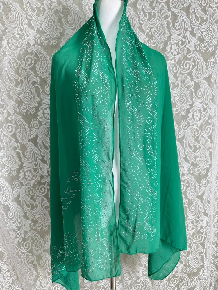 Foulard de tête musulman indien traditionnel oriental, africain, de haute qualité, respirant, petit motif Floral en mousseline de soie, vêtements ethniques d'été