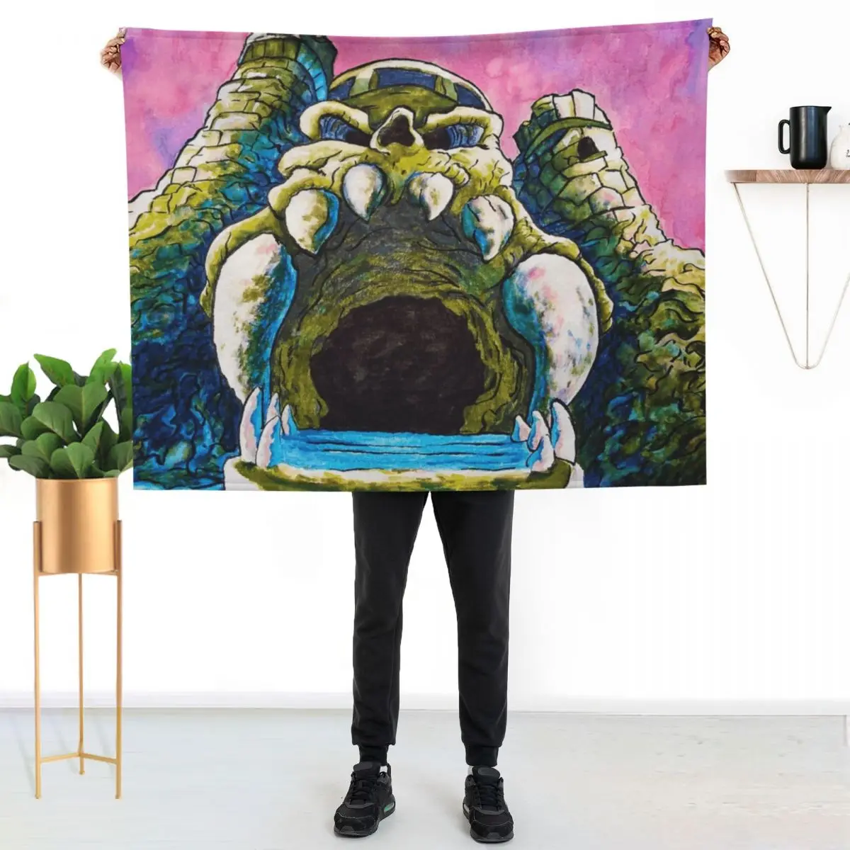 

Castle Grayskull watercolor painting Throw Blanket Men's Soft Warm Throw Blanket for Couch