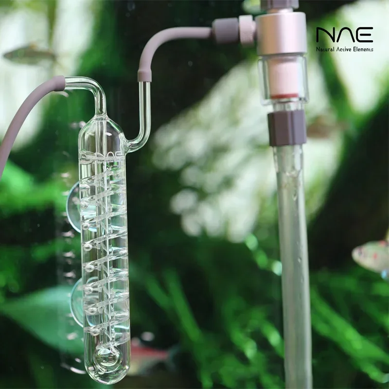 NAE-Co2 Glass Material High-end Spiral Bubble Counter, Aquarium Landscaping, Hand-made Precision