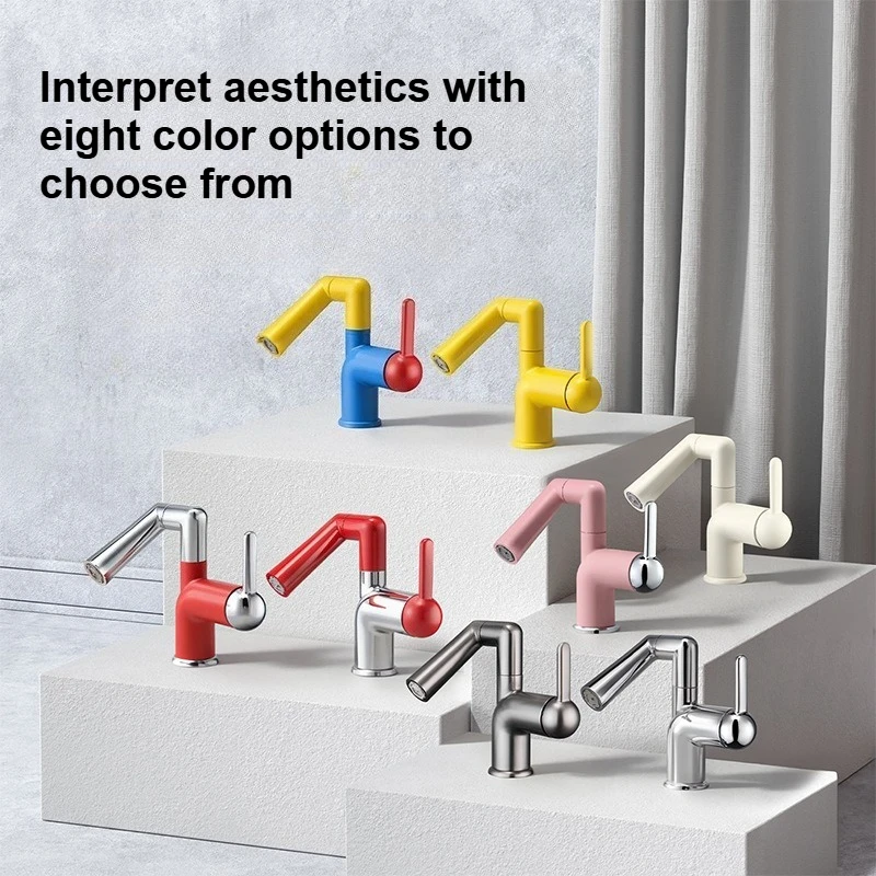 Dopamine Colored Basin Faucets Cold and Hot Water Faucet, Rotatable Splash-proof, Suitable for Bathroom Washbasins and Sinks