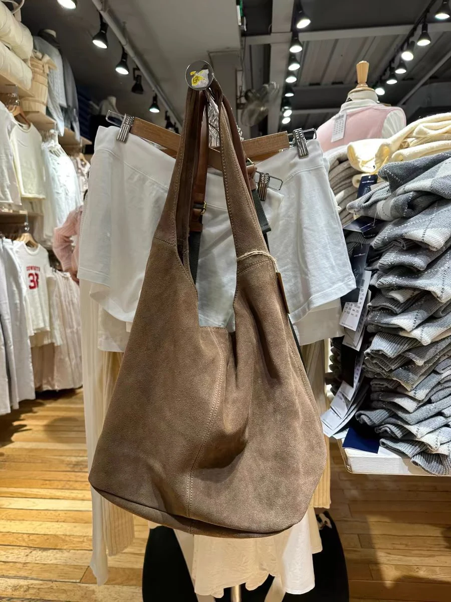 

Vintage Faux Suede Shoulder Bag Woman Autume High-Quality Female Handbag Brown Streetwear Preppy Style Sweet Pillow Bags Y2k