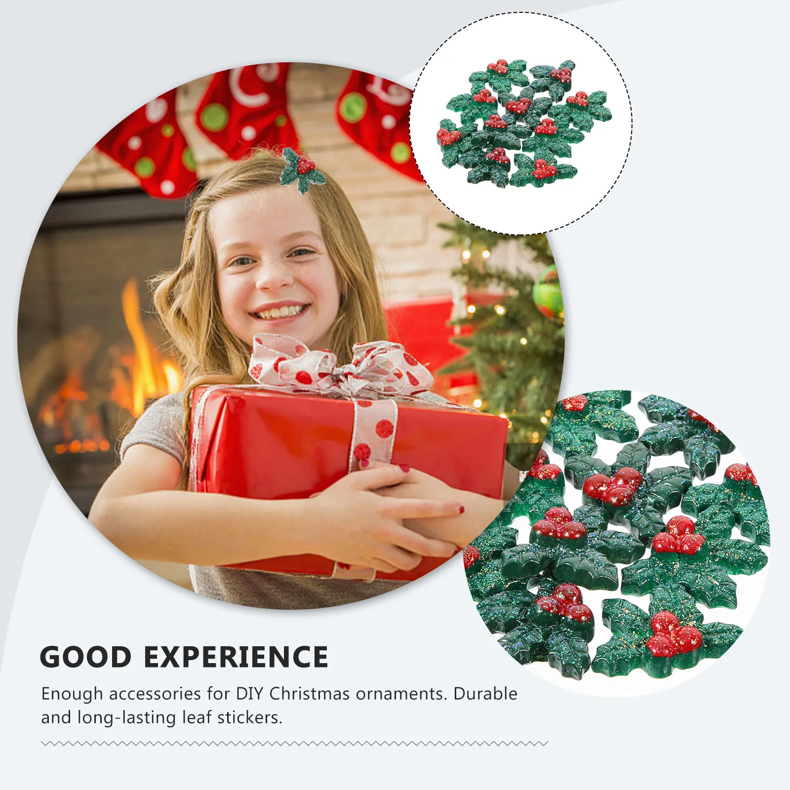 

50 шт., смоляные листья падуба, ягоды, подвески, темно-зеленый блеск, сделай сам, Рождественская елка, венок, украшения, аксессуары, украшения