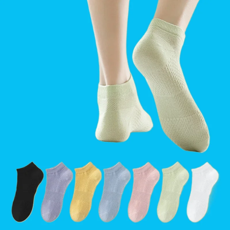 5/10 Pairs Honeycomb Cushioning Sock Antibacterial Deodorizing Women's Socks High Quality Women's Mesh Boat Socks Cotton Socks