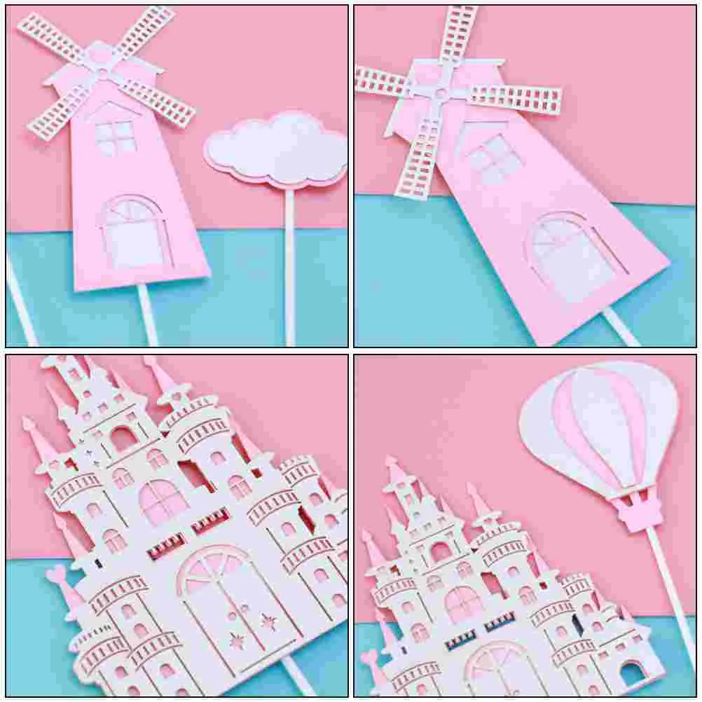 5 PCS Cake Insert Cartoon Style Toppers Decoration Dessert Hat Harmonious Decorations Cards Paper