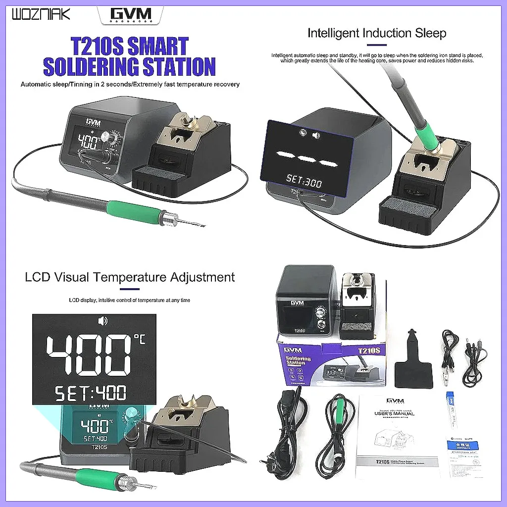 GVM T210S Smart Soldering Station with High Power Iron Tips for Phone PCB BGA Welding Tools