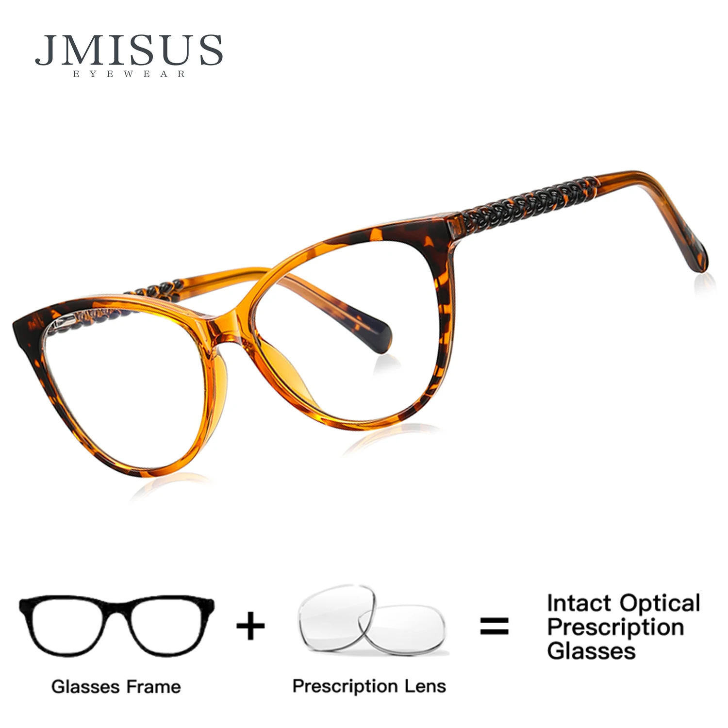 

JMISUS Custom Square Prescription Glasses for Women Classic Butterfly Shape Photochromic Anti Glare Lenses Spring Hinge